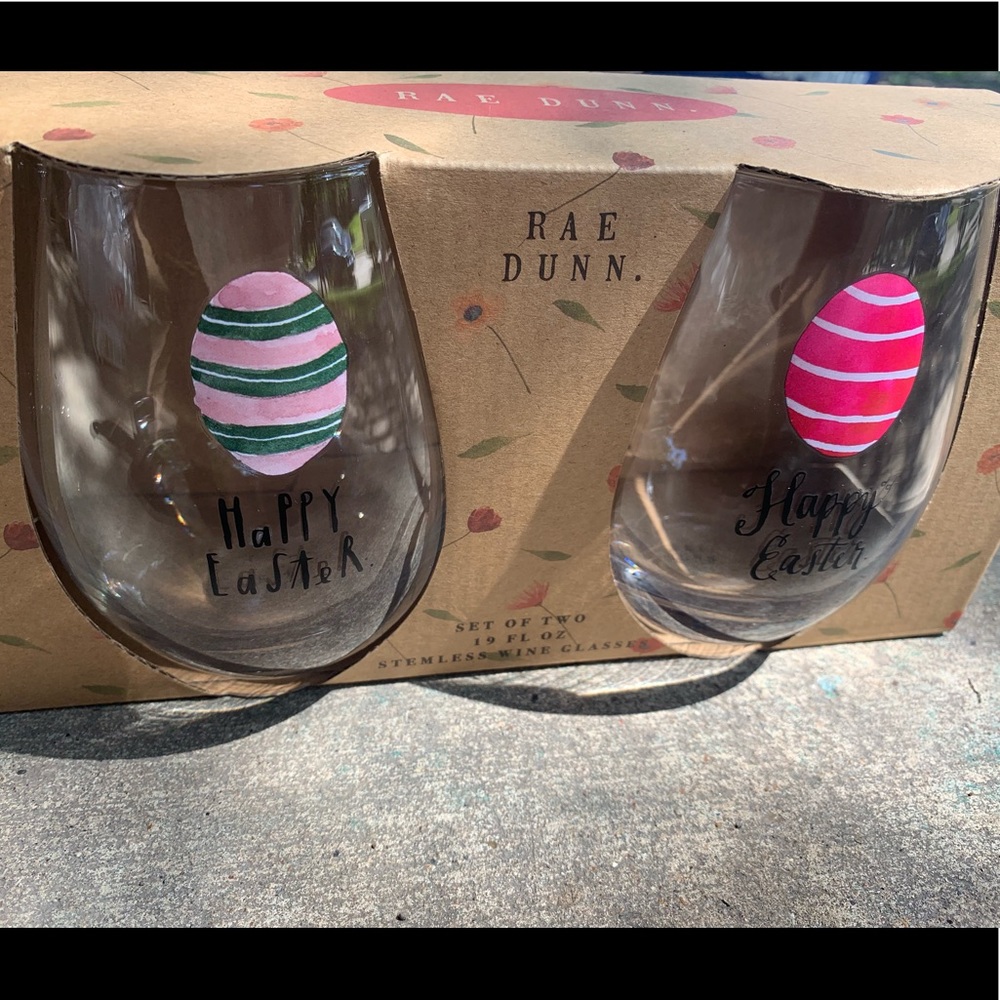 Rae Dunn Easter wine glass set
